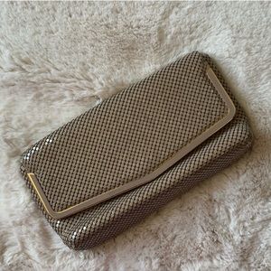 Pelle Italia Clutch Vintage Taupe Brown Buttery Soft Metal Mesh & Strap Purse